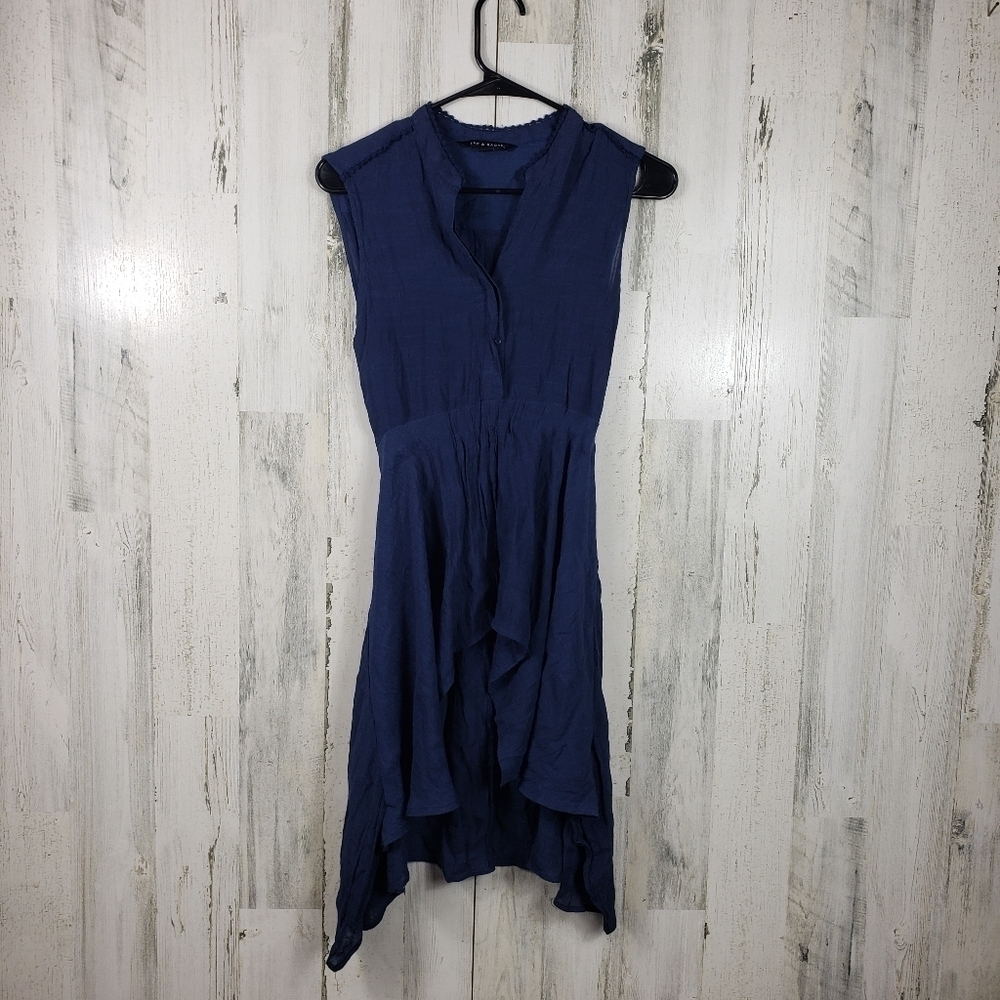Zac and Rachel navy blue high low short sleeve summer dress women's size small